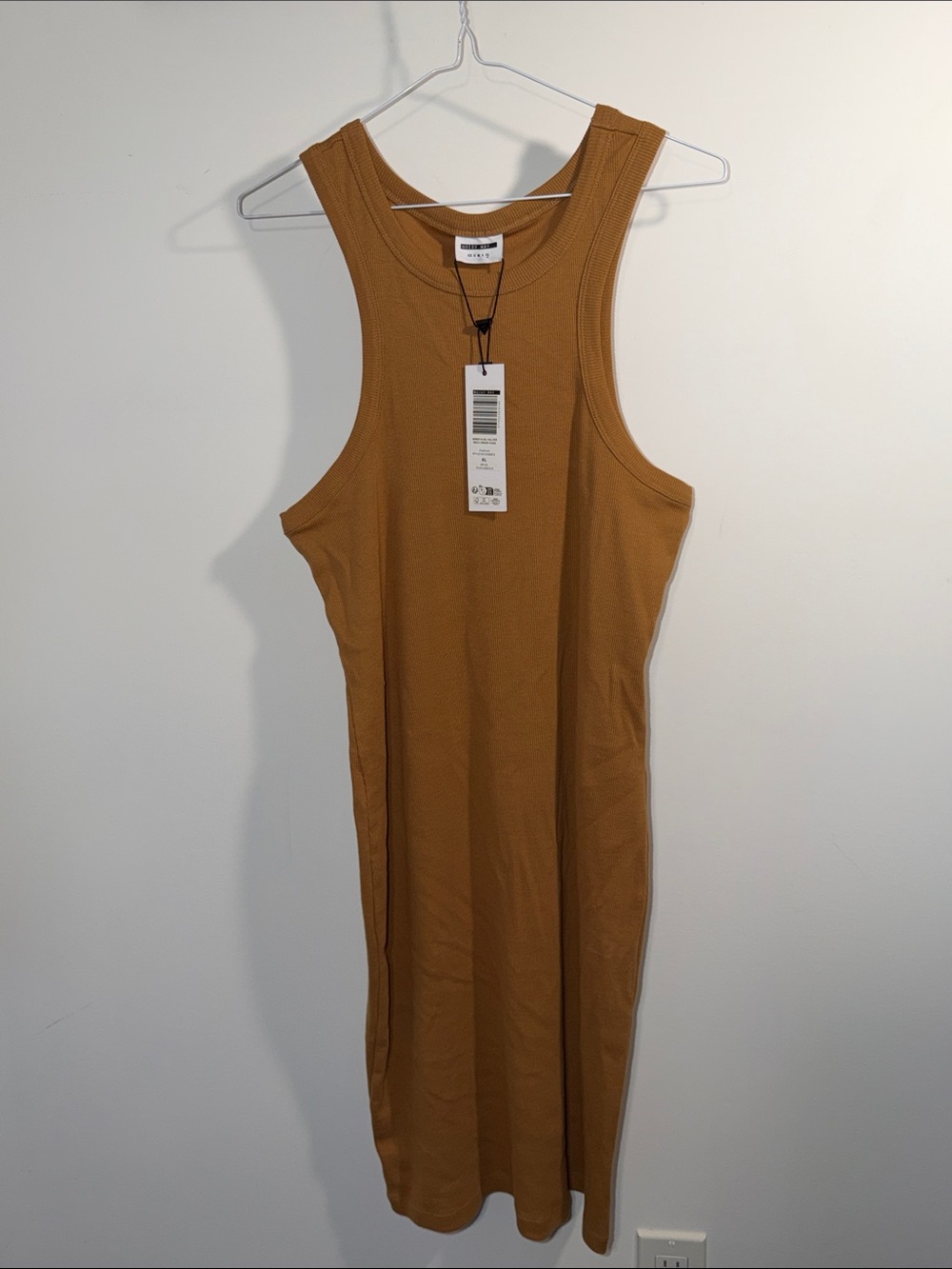 Noisy May | Ribbed Tank Midi Dress - Ochre | XL